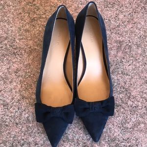 Navy Suede Kitten Heels
